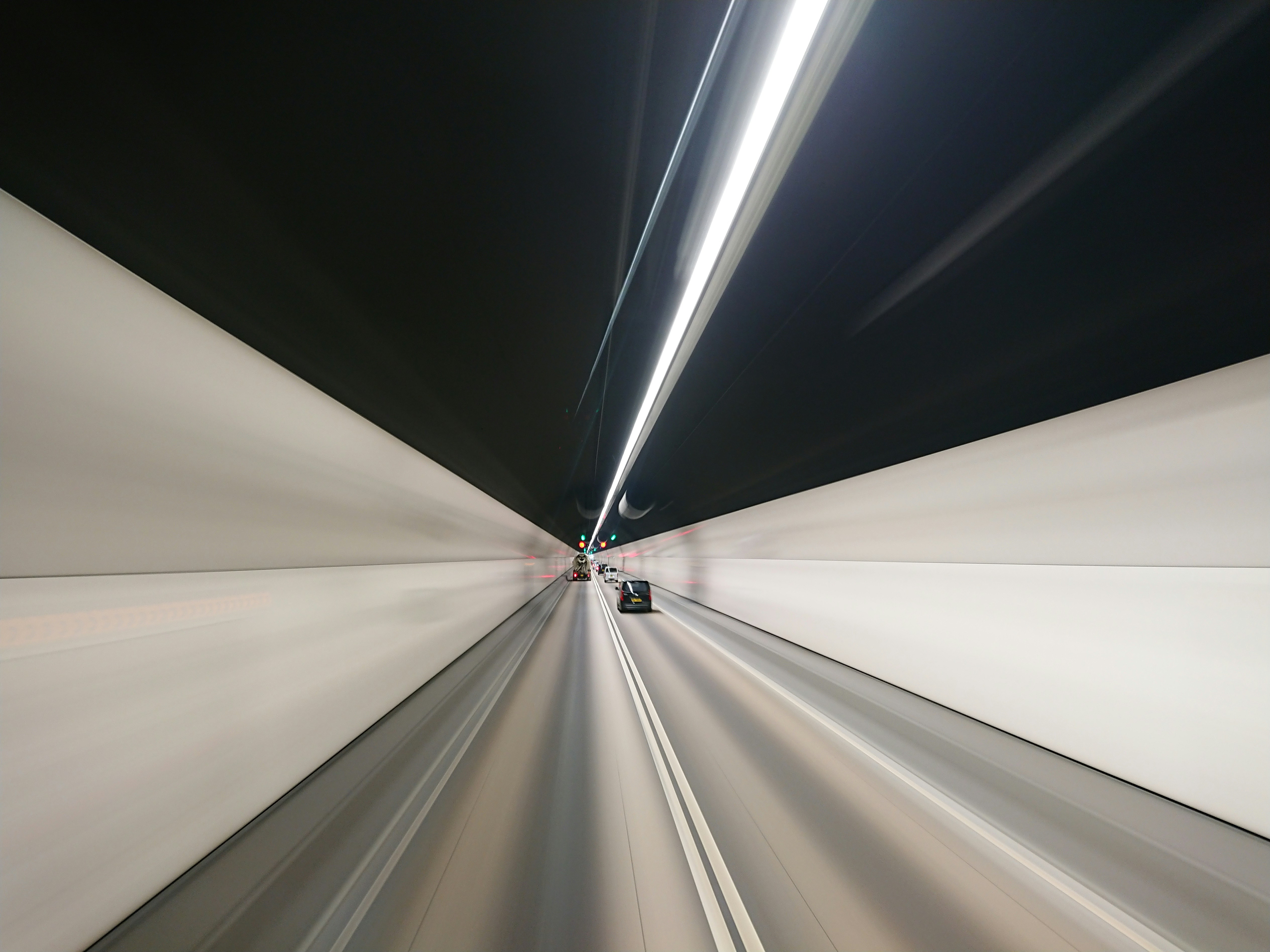 Cars in a tunnel.