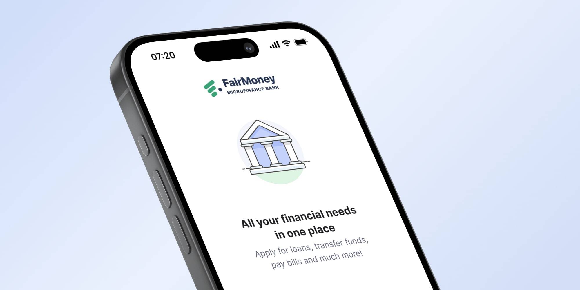 A smartphone displaying the FairMoney app in use