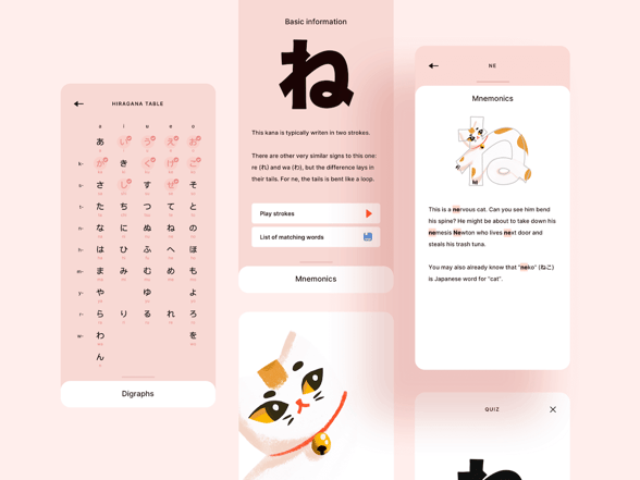 mobile app alphabet mockups