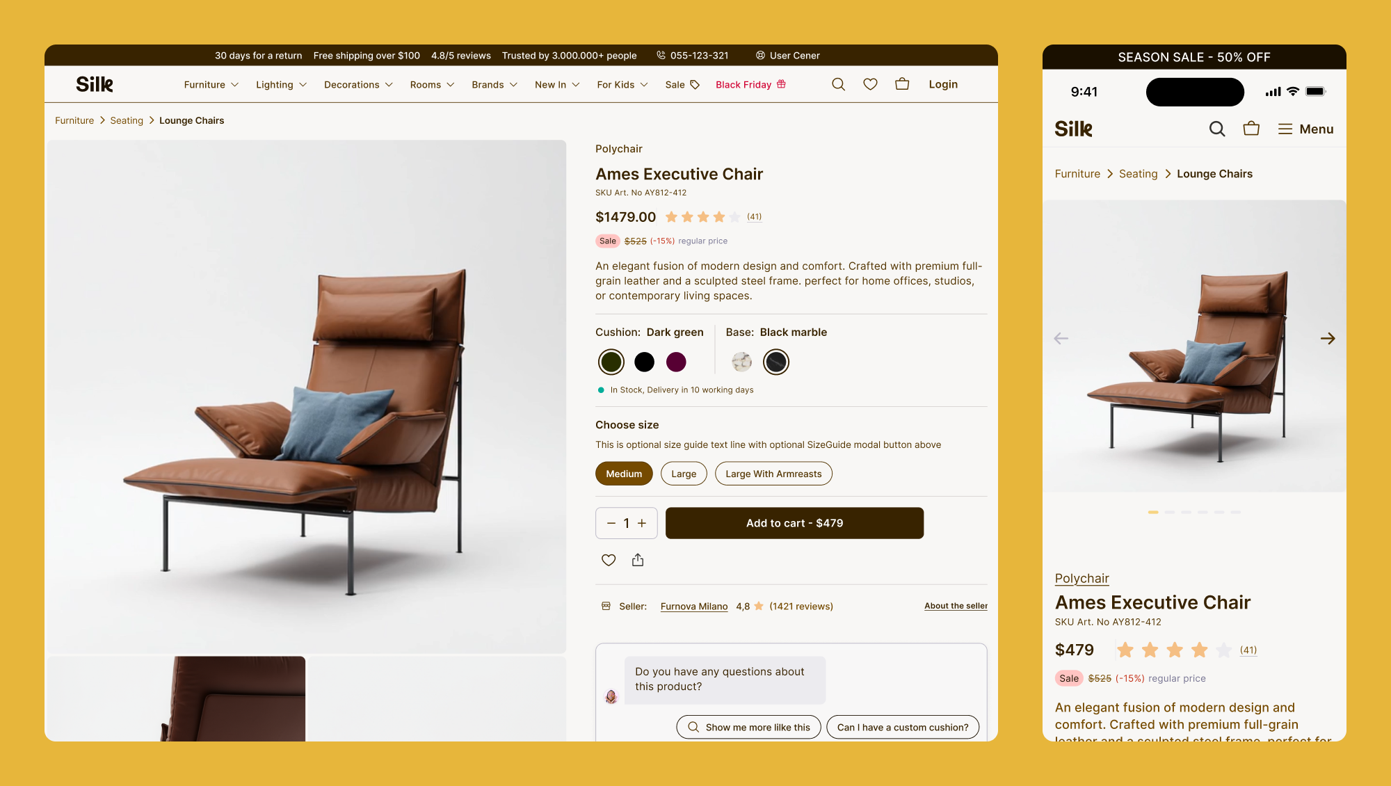Online furniture marketplace example